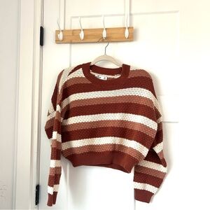 Hollister Rust and Cream Knit Sweater